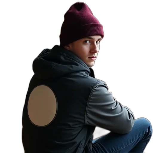 jacket, hat, face, robot, photorealistic, concept art, 3d render, cyberpunk transparent PNG cut-out