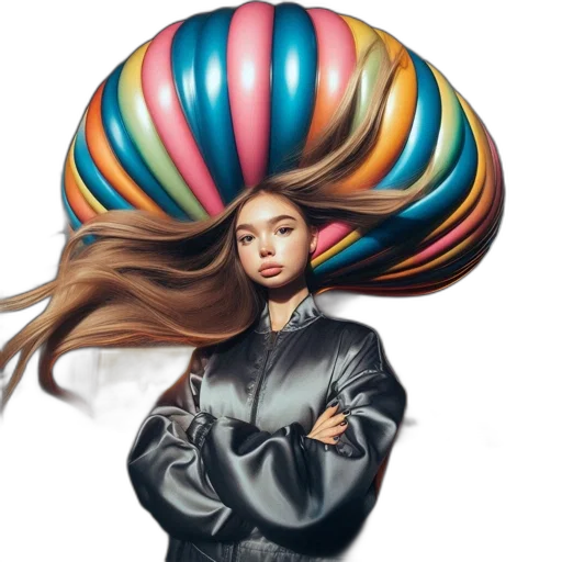hair, hat, jacket, umbrella, photorealistic, fantasy art, oil painting, concept art transparent PNG cut-out