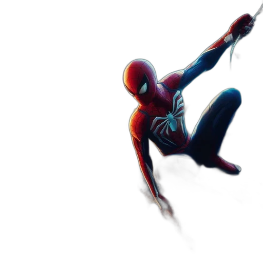 weapon, concept art, comic book art, 3d render, pixel art, spider-man, swings, through transparent PNG cut-out