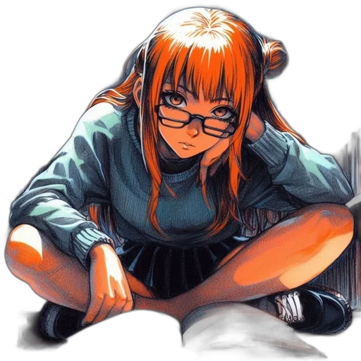 jacket, weapon, staff, animal, anime, comic book art, concept art, cyberpunk transparent PNG cut-out