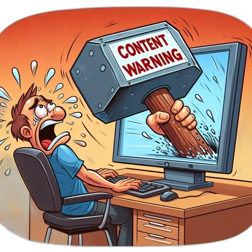 concept art, man, receives, unwelcome, digital, hammer, strike, while transparent PNG cut-out
