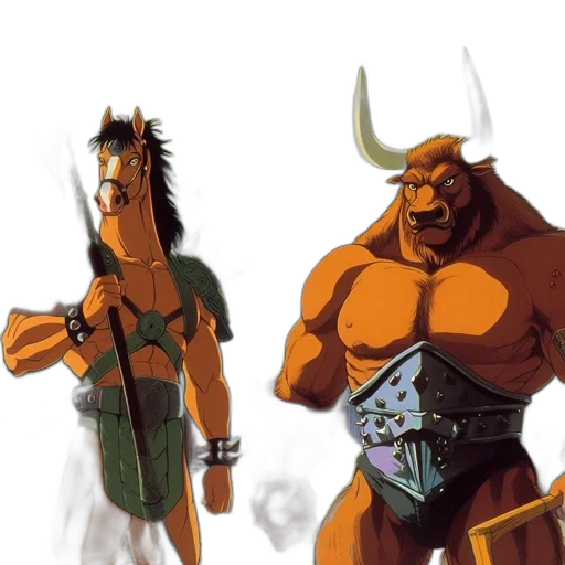 concept art, fantasy art, comic book art, cartoon, earth tones, two, mythical, creatures transparent PNG cut-out