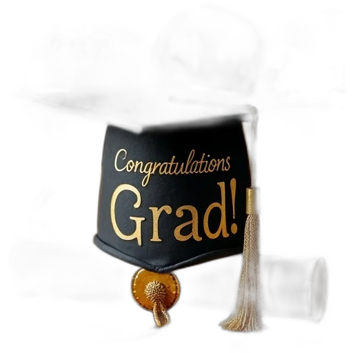 hat, staff, crown, umbrella, 3d render, graduation-themed, party, decoration transparent PNG cut-out