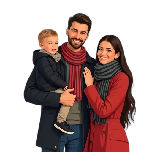 jacket, photorealistic, 3d render, snow, red, dark, digital, illustration transparent PNG cut-out