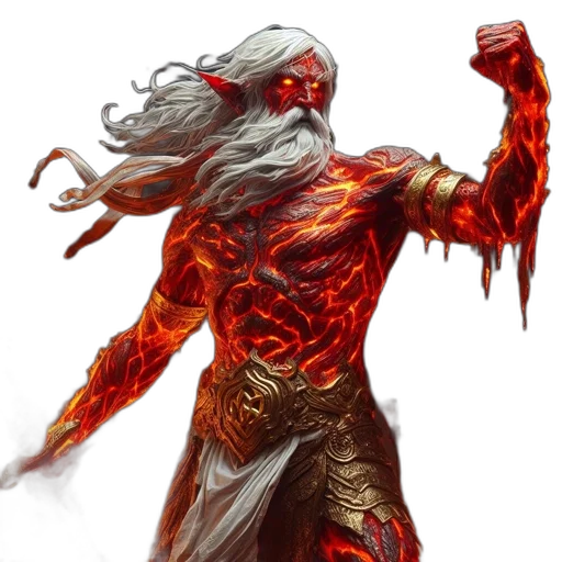 concept art, fantasy art, comic book art, fire, red, imposing, fiery, being transparent PNG cut-out