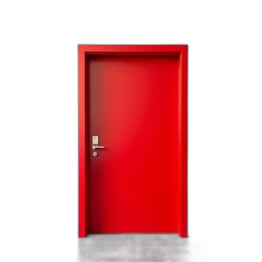 furniture, staff, 3d render, red, fire, exit, door, next transparent PNG cut-out