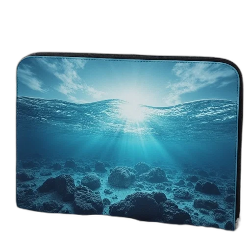 photorealistic, underwater, spirit, sea, macbook, air, sleeves transparent PNG cut-out