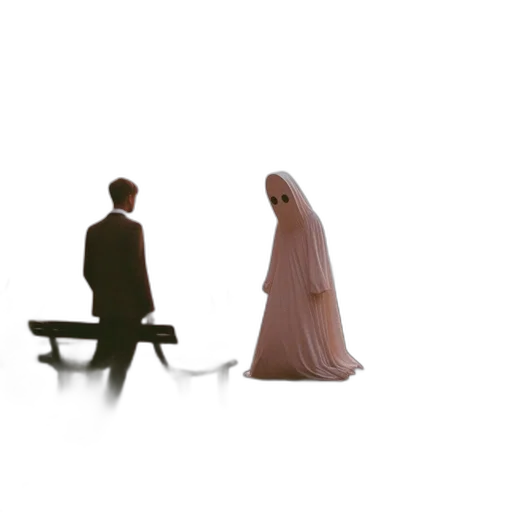 dress, furniture, umbrella, concept art, 3d render, pixel art, fog, forest transparent PNG cut-out