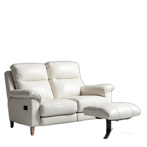 furniture, 3d render, photorealistic, white, leather, reclining, set, shown transparent PNG cut-out