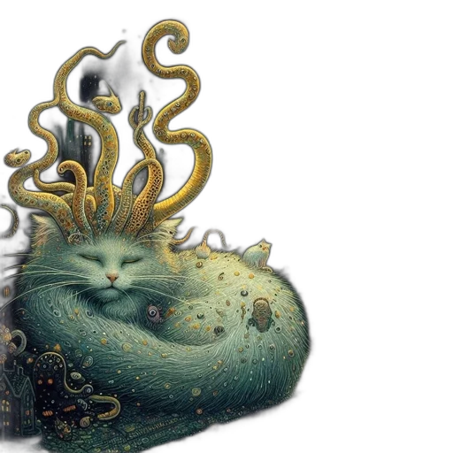 creature, crown, hair, dragon, concept art, fantasy art, watercolor, photorealistic transparent PNG cut-out