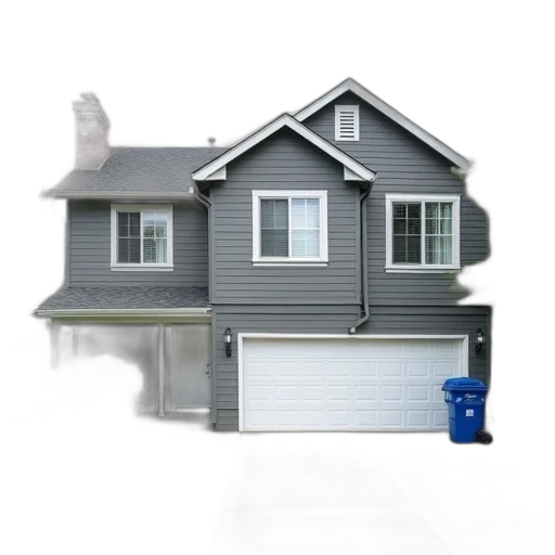 building, 3d render, photorealistic, two-story, suburban, house, gray, exterior transparent PNG cut-out