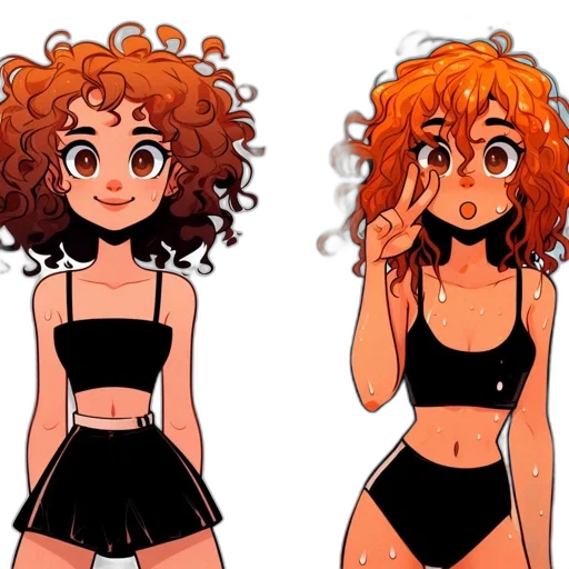 hair, dress, cartoon, concept art, anime, comic book art, monochrome, neon transparent PNG cut-out