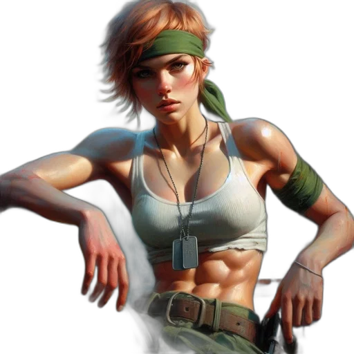 weapon, concept art, cyberpunk, fantasy art, comic book art, green, earth tones, young transparent PNG cut-out