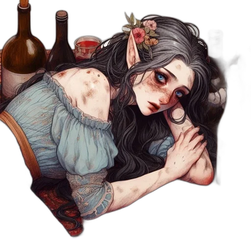 bottle, dress, face, mask, fantasy art, concept art, watercolor, pixel art transparent PNG cut-out