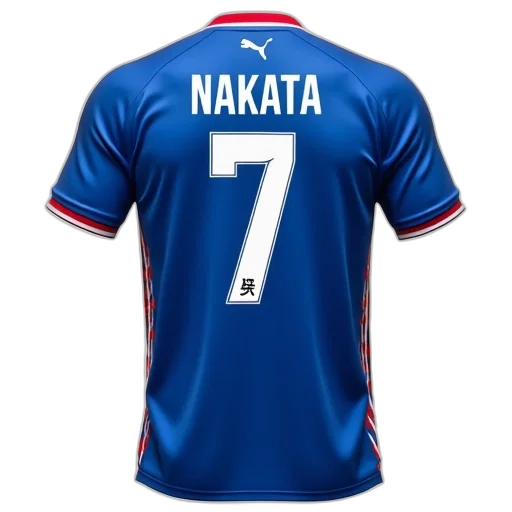 blue, soccer, jersey, name, nakata, back, number, sponsor transparent PNG cut-out
