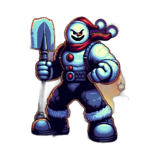 staff, robot, weapon, creature, pixel art, concept art, comic book art, fantasy art transparent PNG cut-out