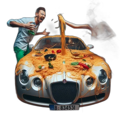 car, food, concept art, photorealistic, 3d render, fantasy art, fire, couple transparent PNG cut-out