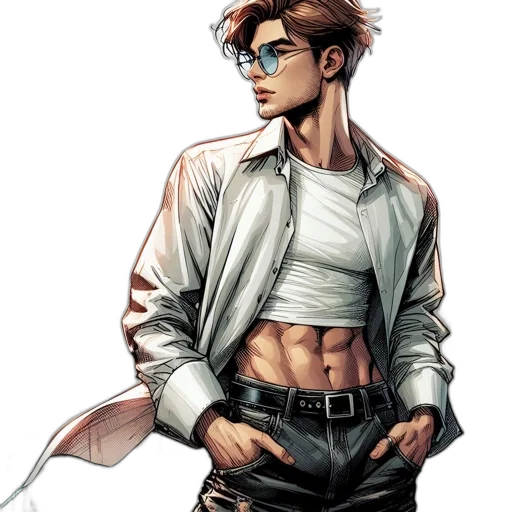jacket, comic book art, concept art, cyberpunk, cartoon, illustration, features, man transparent PNG cut-out