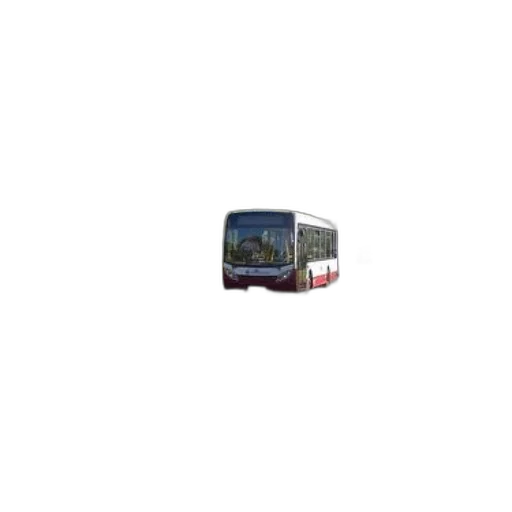 car, 3d render, pixel art, red, white, bus, driving, down transparent PNG cut-out