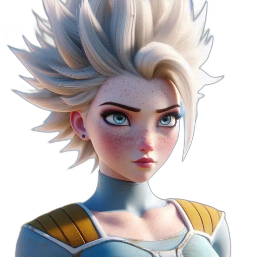 face, crown, hair, staff, concept art, 3d render, fantasy art, comic book art transparent PNG cut-out