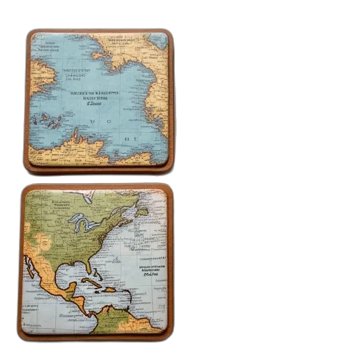 earth tones, set, nautical, maps, coasters transparent PNG cut-out