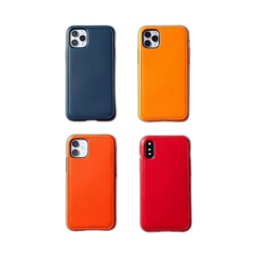 colorful, neon, collection, four, leather, phone, cases, different transparent PNG cut-out