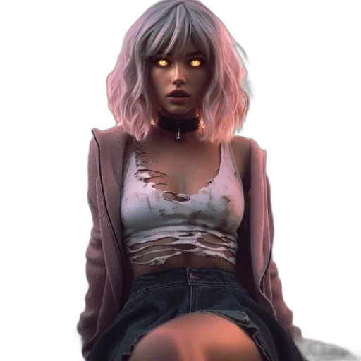jacket, face, creature, dress, concept art, cyberpunk, fantasy art, anime transparent PNG cut-out