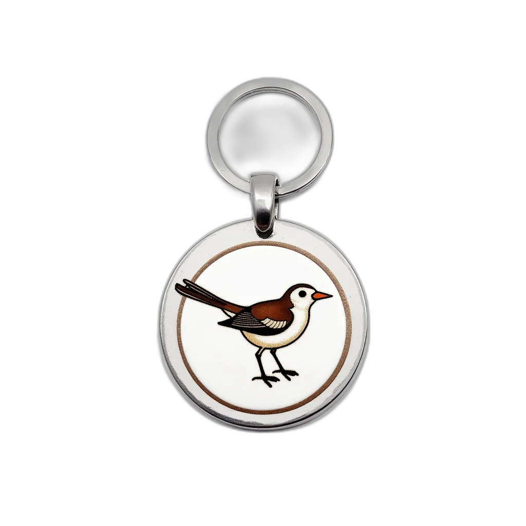 jewelry, silver, keychain, circular, design, featuring, detailed, illustration transparent PNG cut-out