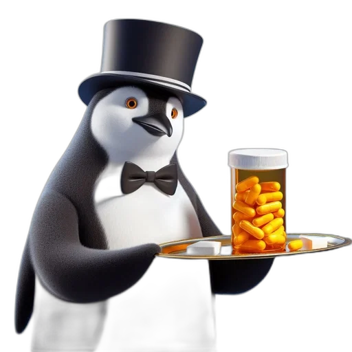 food, 3d render, concept art, cartoon, animated, penguin, formal, wear transparent PNG cut-out