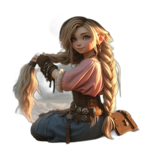 hair, staff, dragon, sword, fantasy art, concept art, 3d render, pixel art transparent PNG cut-out