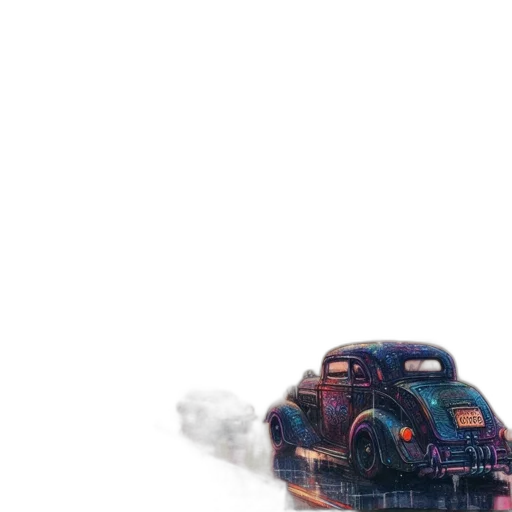 car, robot, weapon, bottle, concept art, vaporwave, cyberpunk, 3d render transparent PNG cut-out