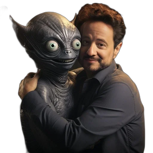 creature, animal, mask, dragon, concept art, outer space, man, hugs transparent PNG cut-out