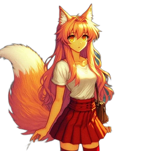 staff, animal, dress, pixel art, anime, fantasy art, concept art, red transparent PNG cut-out