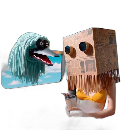 robot, mask, creature, hat, 3d render, concept art, photorealistic, fantasy art transparent PNG cut-out