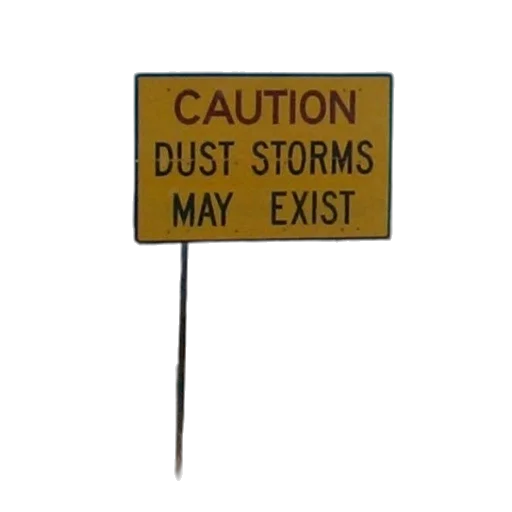 staff, concept art, yellow, caution, sign, warns, dust, storms transparent PNG cut-out