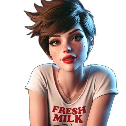 face, comic book art, concept art, photorealistic, cartoon, animated, woman, freckles transparent PNG cut-out