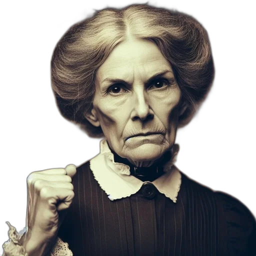 face, photorealistic, elderly, woman, determined, gaze, stares, directly transparent PNG cut-out