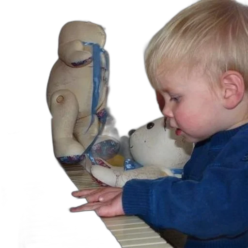 robot, weapon, young, child, plays, piano, two, stuffed transparent PNG cut-out