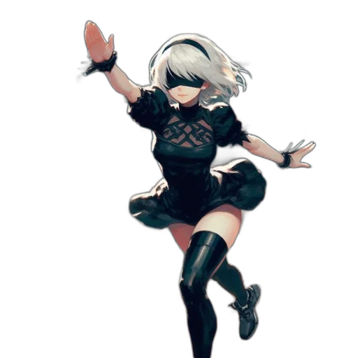 dress, staff, robot, weapon, pixel art, concept art, 3d render, anime transparent PNG cut-out