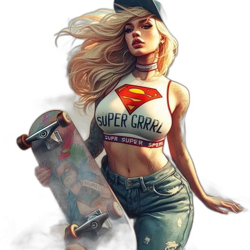 comic book art, concept art, fantasy art, photorealistic, digitally, illustrated, female, character transparent PNG cut-out
