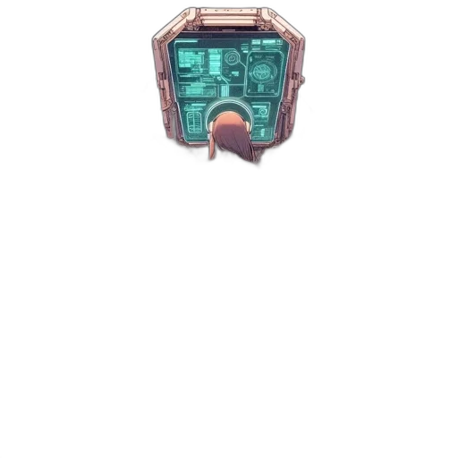 jewelry, robot, crown, weapon, pixel art, concept art, vaporwave, 3d render transparent PNG cut-out