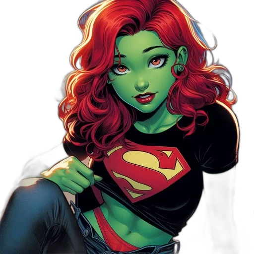 comic book art, concept art, fantasy art, cartoon, green, woman, skin, fiery transparent PNG cut-out