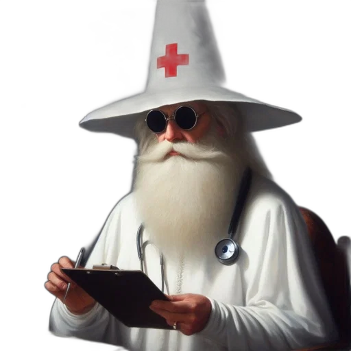 staff, hat, concept art, fantasy art, pixel art, 3d render, old, man transparent PNG cut-out