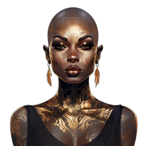 face, jewelry, mask, dress, concept art, fantasy art, comic book art, photorealistic transparent PNG cut-out