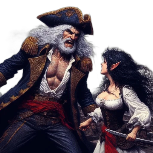 fantasy art, concept art, comic book art, photorealistic, ship, deck, tall, pirate transparent PNG cut-out
