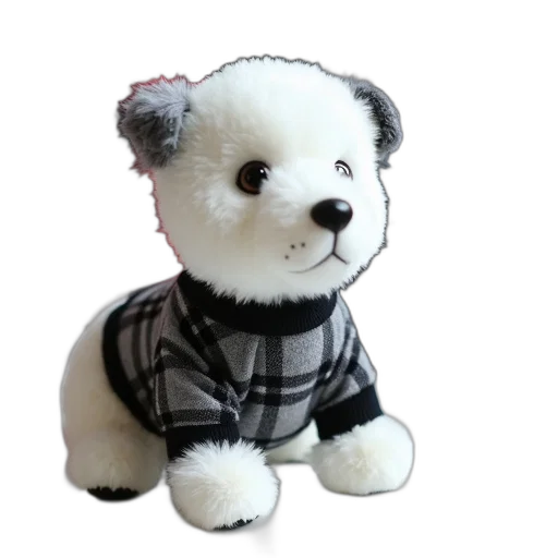 jacket, animal, 3d render, photorealistic, monochrome, white, plush, toy transparent PNG cut-out