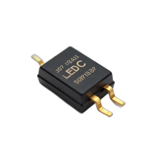 small, electronic, component, black, plastic, casing, gold-colored, pins transparent PNG cut-out