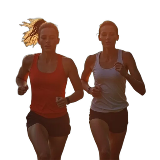 photorealistic, 3d render, young, sports, couple, warming, run transparent PNG cut-out