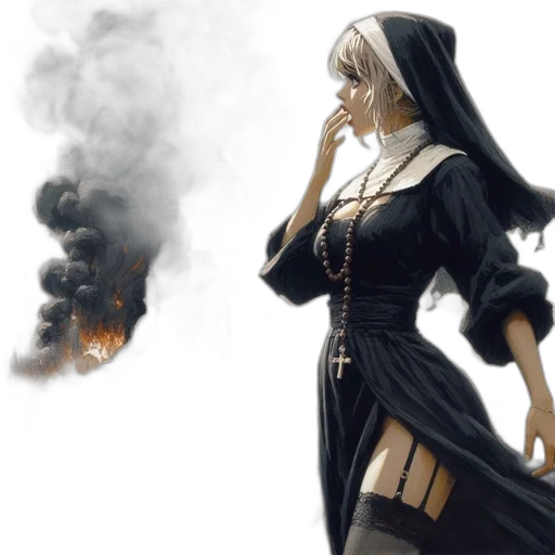 dress, weapon, concept art, fantasy art, comic book art, anime, fire, fog transparent PNG cut-out