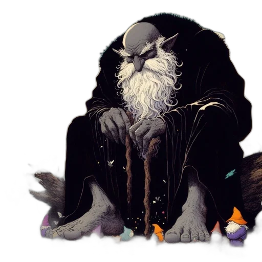 creature, staff, animal, concept art, fantasy art, pixel art, watercolor, dark transparent PNG cut-out
